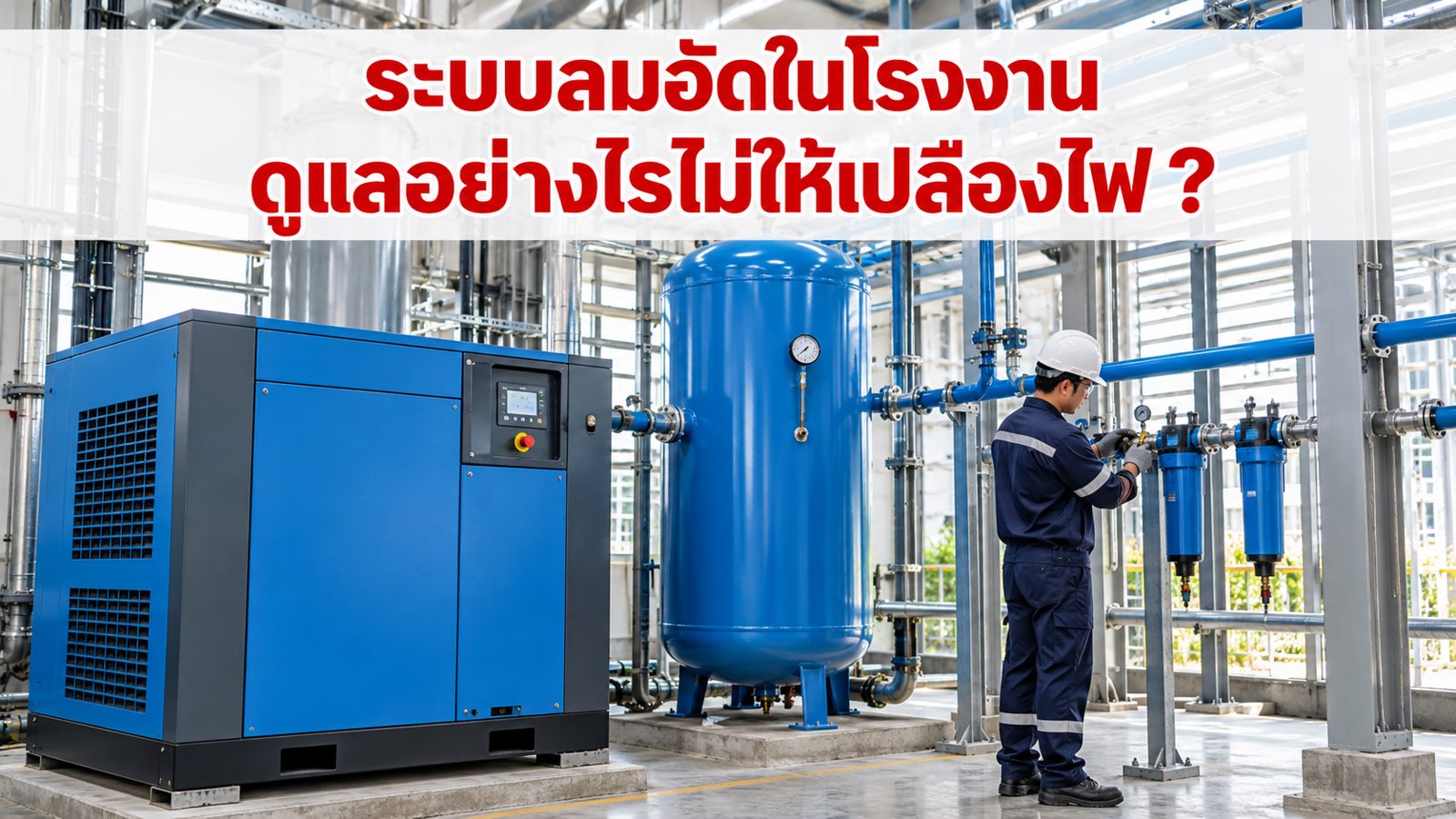 ระบบลมอัดในโรงงาน ดูแลอย่างไรไม่ให้เปลืองไฟ